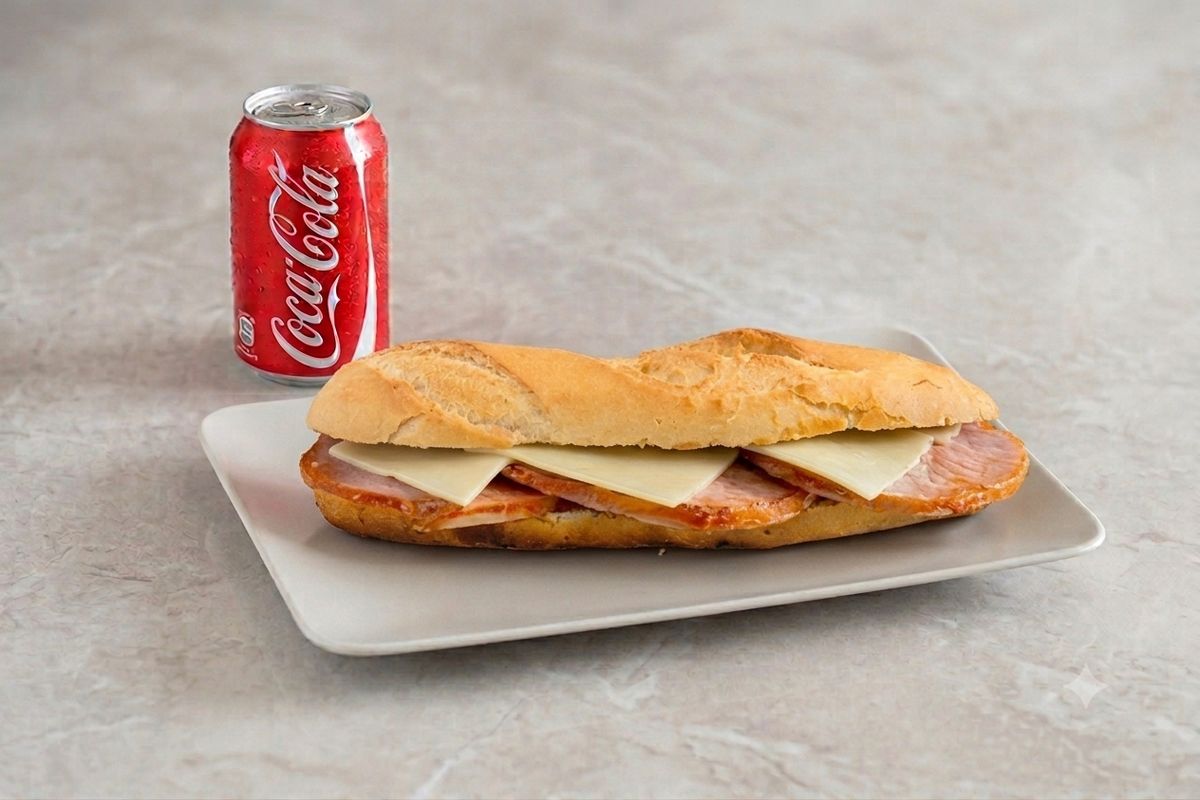 Bocadillo de lomo y pechuga de pollo + bebida