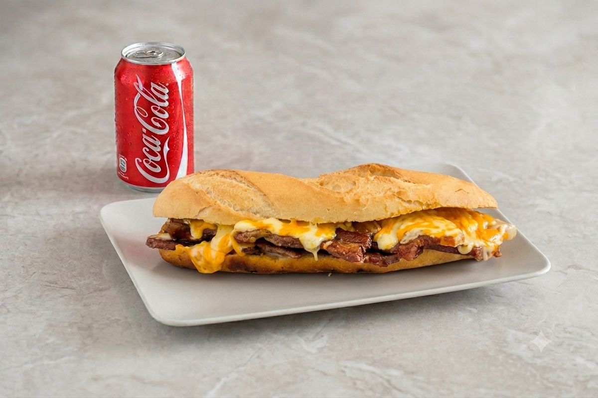 Bocadillo de panceta y queso + bebida